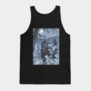 "Dans i Maaneglans" (Dance in the Moonlight) in silvery blue - vintage Norwegian Folk Tale art by Theodor Kittelsen Tank Top